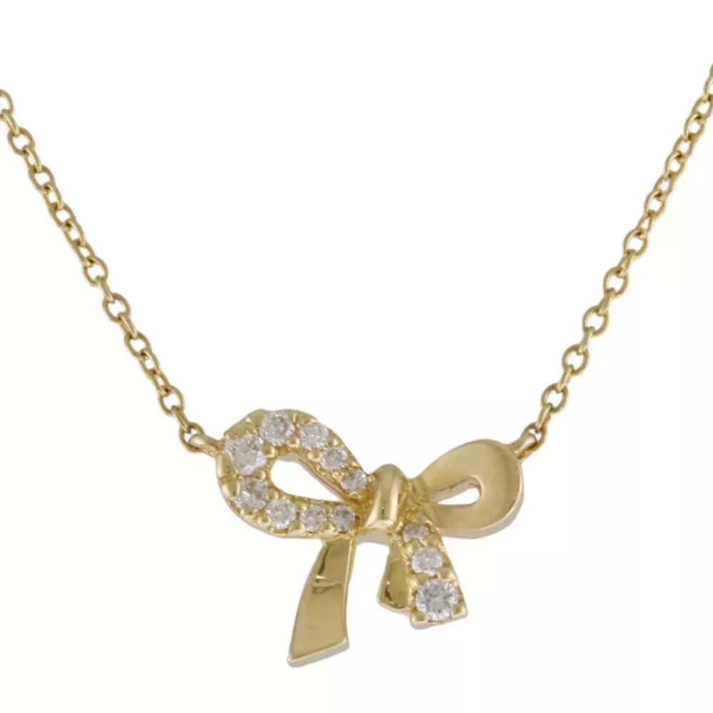 Ponte Vecchio Necklace K18 yellow gold diamond 0.14ct bow used